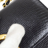 CHANEL 1986-1988 Black Lizard Pointed Flap