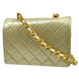 CHANEL 1989-1991 Gold Lambskin Straight Flap Micro