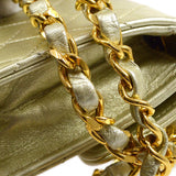 CHANEL 1989-1991 Gold Lambskin Straight Flap Micro