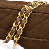 CHANEL 1991-1994 Brown Suede Diagonal Camera Bag Small