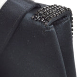 CHANEL 1998 Black Satin Beaded Trimmed Flap Bag