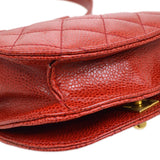 CHANEL 1989-1991 Red Caviar Round Belt Bag #80