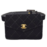 CHANEL 1994-1996 Black Velvet Belt Bag #70