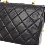 CHANEL 1989-1991 Black LAMBSKIN Straight FLAP MICRO