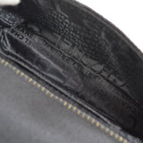 CHANEL 2003-2004 Camellia Choco Bar Chain Shoulder Bag Black Satin