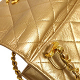 CHANEL 1991-1994 Gold Lambskin Straight Flap Mini