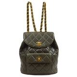 CHANEL 1990s DUMA Backpack Medium Khaki Lambskin