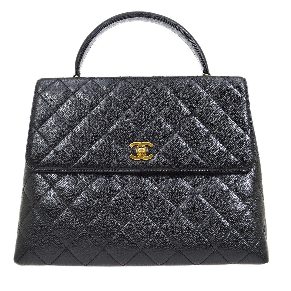 CHANEL 2000-2001 Quilted Kelly 30 Black Caviar
