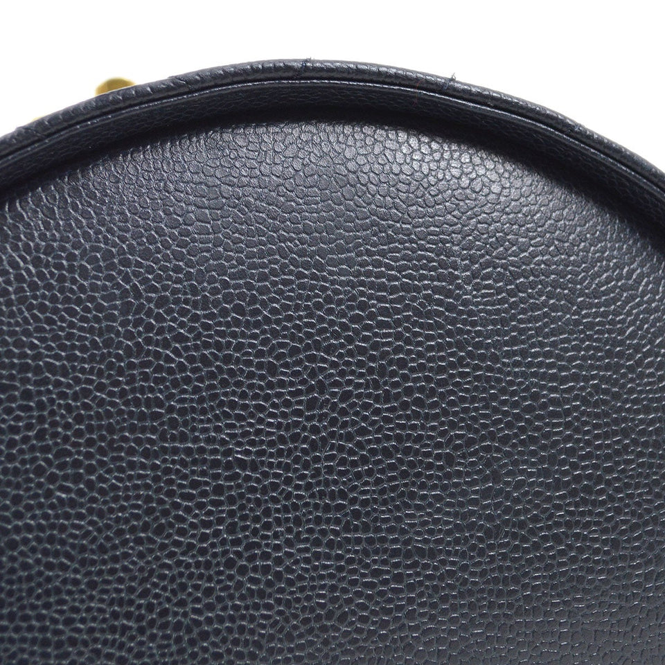 CHANEL 1990s Chevron Vanity Handbag Navy Caviar