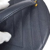 CHANEL 1990s Chevron Vanity Handbag Navy Caviar