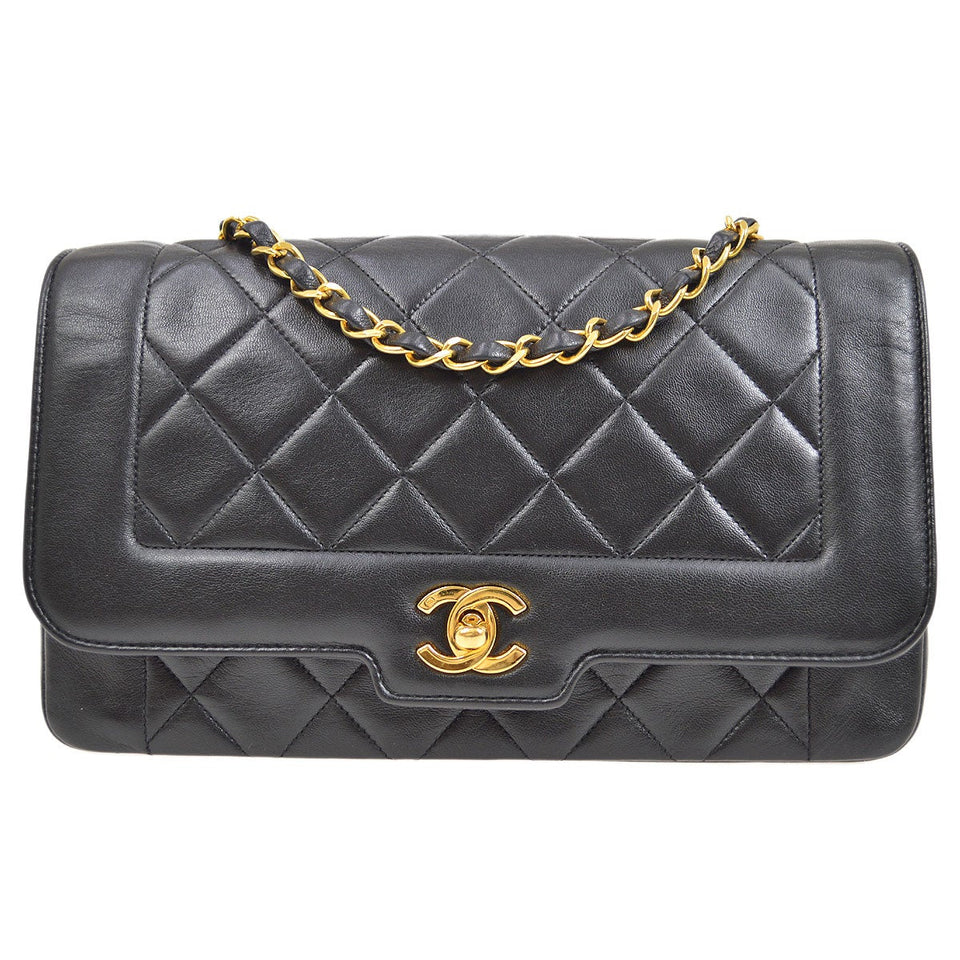 CHANEL 1991-1994 Border Flap Medium Black Lambskin