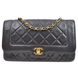 CHANEL 1991-1994 Border Flap Medium Black Lambskin