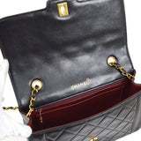 CHANEL 1991-1994 Border Flap Medium Black Lambskin