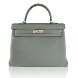 Hermes Kelly II Retourne 25 Veau Togo 63 Vert Amande Palladium Hardware