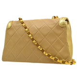 CHANEL 1989-1991 Beige Gold Lambskin Curved Flap Mini