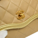 CHANEL 1989-1991 Beige Gold Lambskin Curved Flap Mini