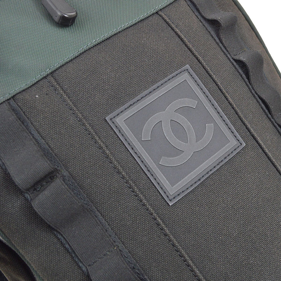 CHANEL 2003-2004 Sport Line Backpack Black Green