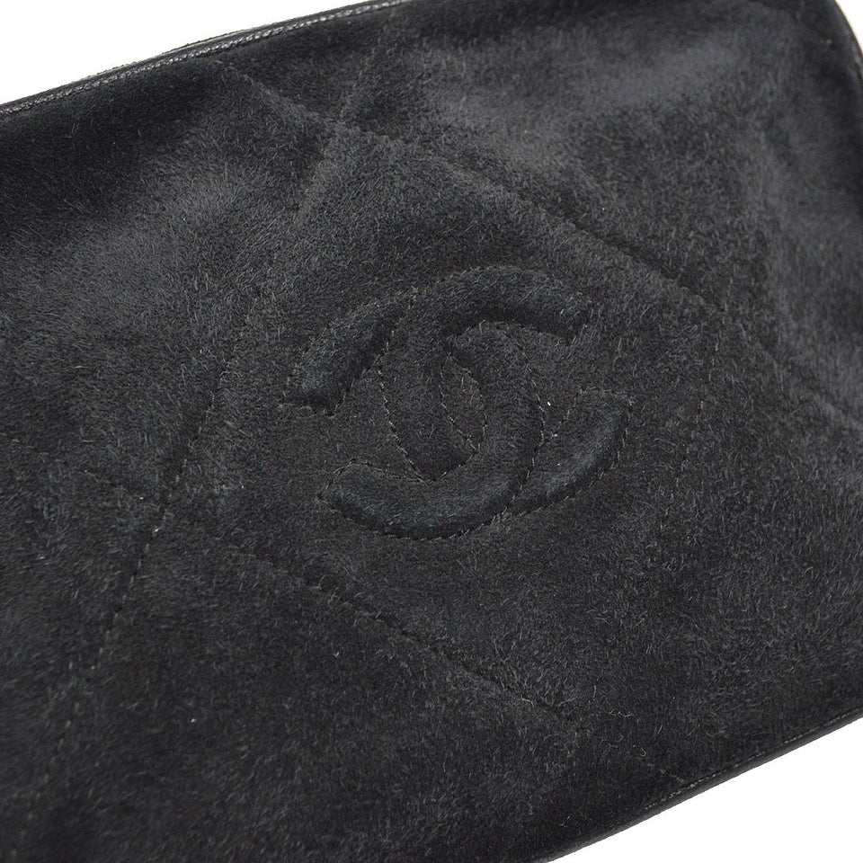 CHANEL 1986-1988 Black Suede Diamond Camera Bag Mini