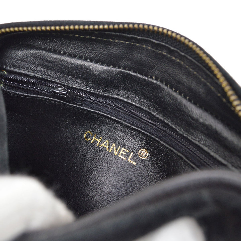 CHANEL 1986-1988 Black Suede Diamond Camera Bag Mini
