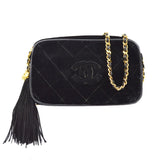 CHANEL 1991-1994 Black Velvet Camera Bag Mini