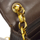 CHANEL 1989-1991 Classic Square Flap 17 Brown Lizard