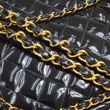 CHANEL * 1994 Black Patent Leather Chain Around Classic Flap Maxi