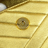 CHANEL 1991-1994 Gold Lambskin Diagonal Rhinestone CC Evening Bag