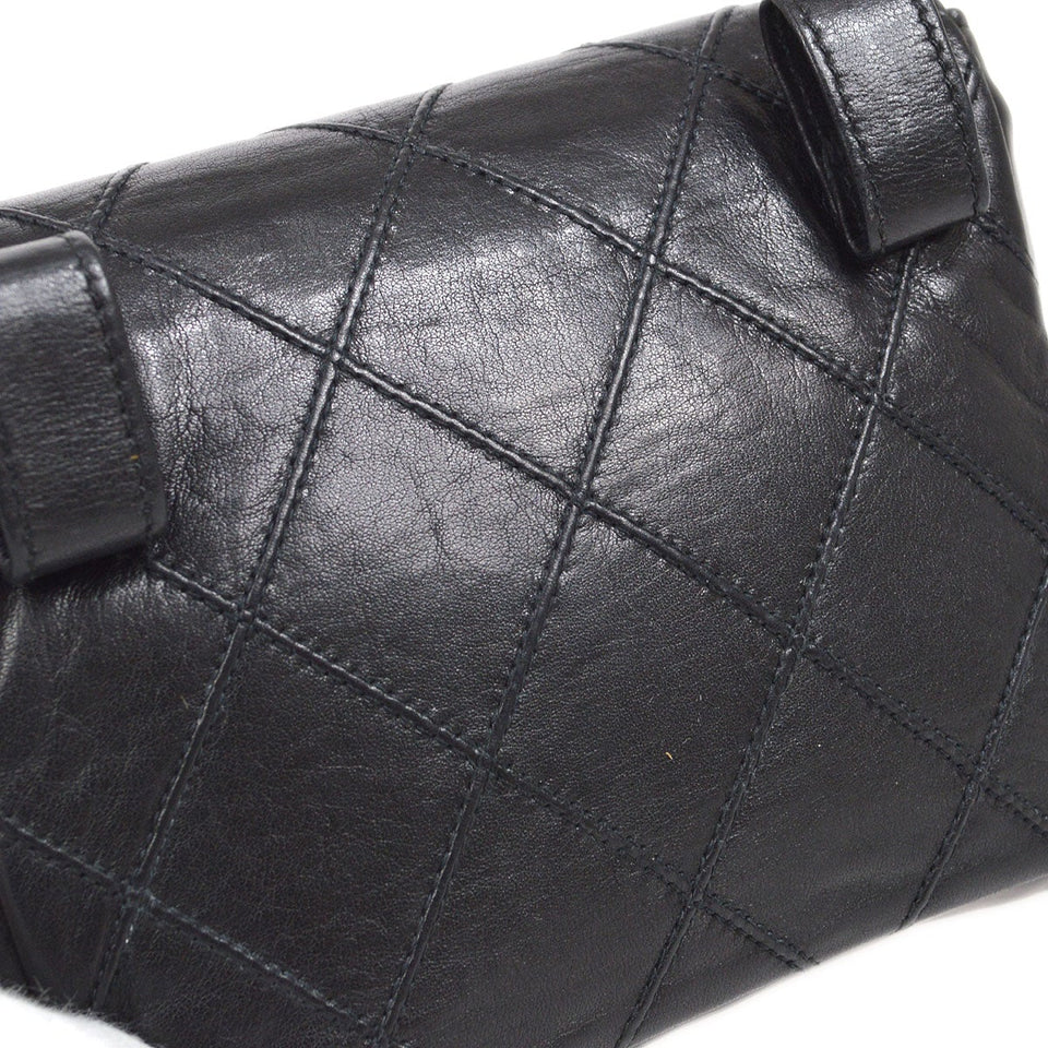CHANEL 1991-1994 Black Lambskin Cosmoline Belt Bag #70