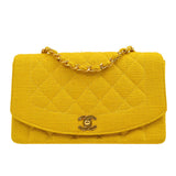 CHANEL 1991-1994 Yellow Linen Diana Medium