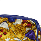 CHANEL 1986-1989 Blue Lambskin Satin Quilted Bijoux Printed Camera Bag