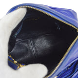 CHANEL 1986-1989 Blue Lambskin Satin Quilted Bijoux Printed Camera Bag