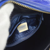 CHANEL 1986-1989 Blue Lambskin Satin Quilted Bijoux Printed Camera Bag