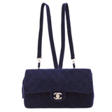 CHANEL 1996-1997 Purple Velvet Classic Flap Backpack Medium