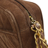 CHANEL 1991-1994 Brown Suede Diamond Camera Bag Small