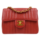 CHANEL 1991-1994 Vertical Classic Square Flap 17 Red Caviar