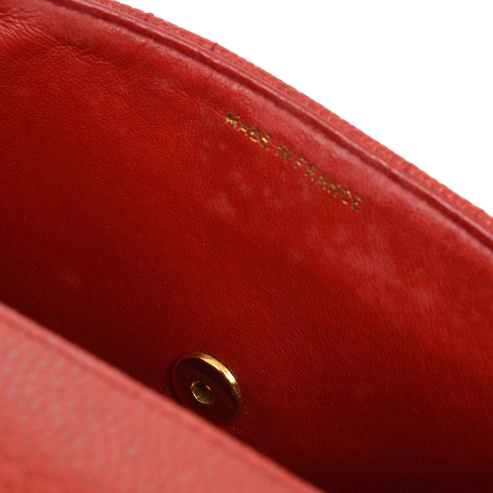 CHANEL 1991-1994 Vertical Classic Square Flap 17 Red Caviar