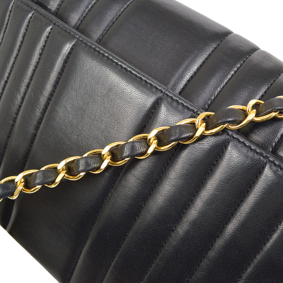CHANEL Mademoiselle Chain Shoulder Bag Black Lambskin