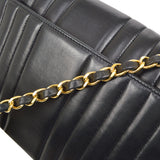 CHANEL Mademoiselle Chain Shoulder Bag Black Lambskin