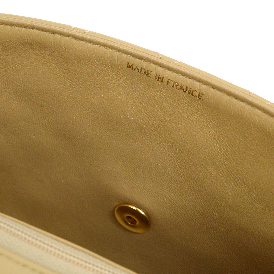 CHANEL 1989-1991 Classic Square Flap 20 Beige Lambskin