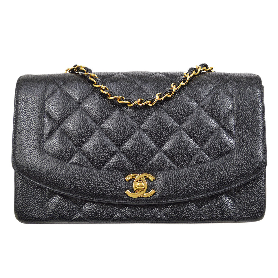 CHANEL 1994-1996 Black Caviar Diana Medium