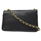 CHANEL 1989-1991 Black Lizard Pointed Flap Bag