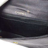 CHANEL 1989-1991 Black Lizard Pointed Flap Bag