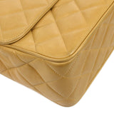 CHANEL 1994-1996 Beige Lambskin Straight Flap Medium