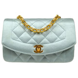CHANEL 1989-1991 Baby Blue Satin Diana Mini