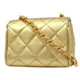 CHANEL 1994-1996 Gold Lambskin Cube Straight Flap Bag Micro
