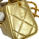 CHANEL 1994-1996 Gold Lambskin Cube Straight Flap Bag Micro