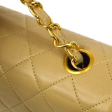 CHANEL Full Flap Single Chain Shoulder Bag Beige