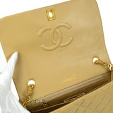 CHANEL Full Flap Single Chain Shoulder Bag Beige