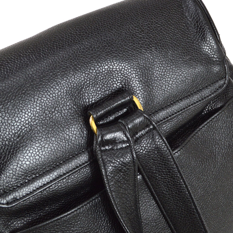 CHANEL 1991-1994 Triple CC Backpack Black Caviar