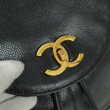 CHANEL 1991-1994 Triple CC Backpack Black Caviar